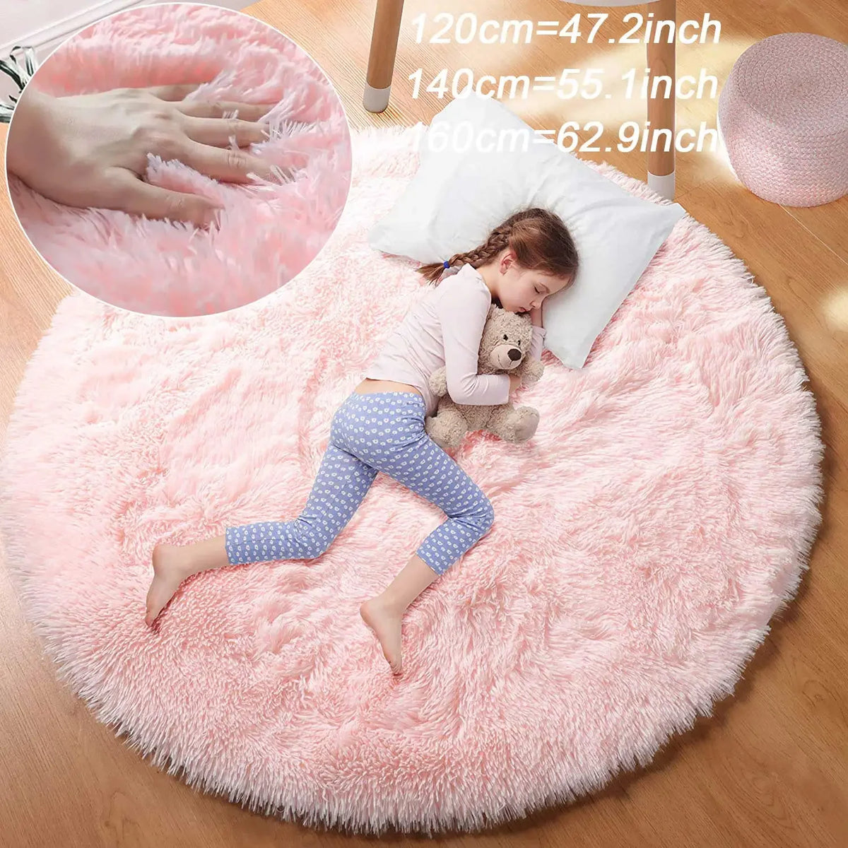 Tapis rond shaggy Nuage