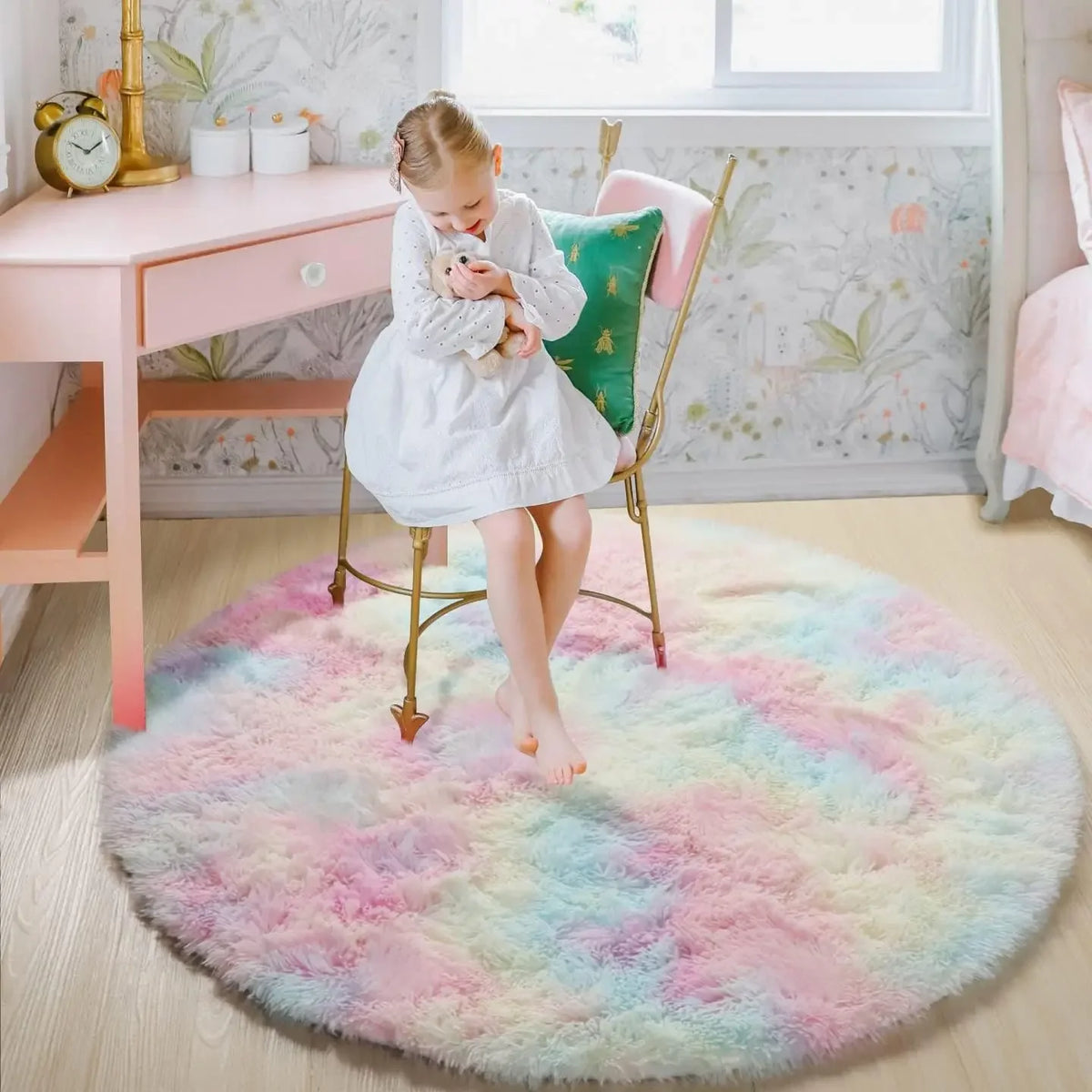 Tapis rond shaggy Nuage