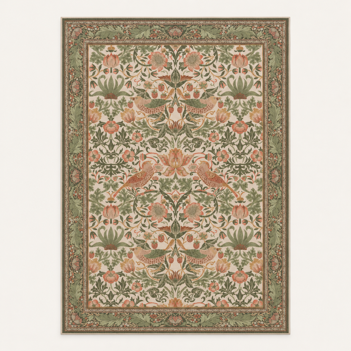 Tapis floral vintage Adèle, vue complète du motif sur fond clair
