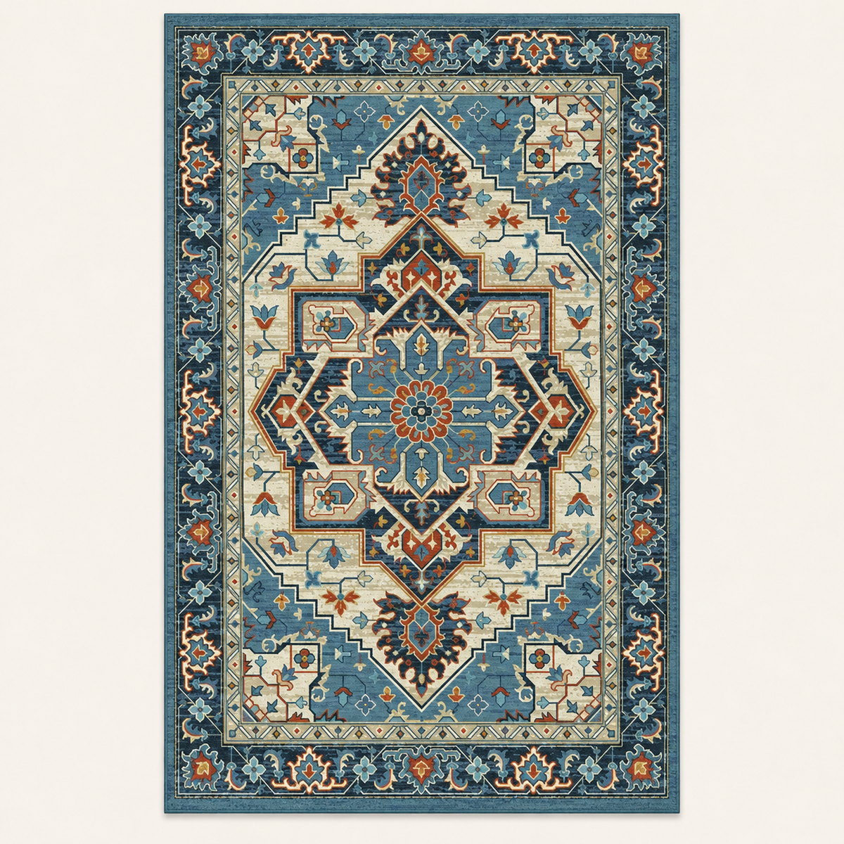 Tapis géométrique rétro Alba, vue complète du motif sur fond clair