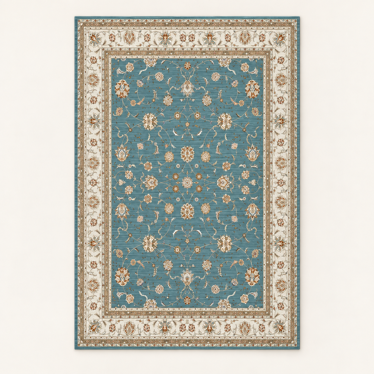 Tapis bohème lavable Albaïa, vue complète du motif sur fond clair