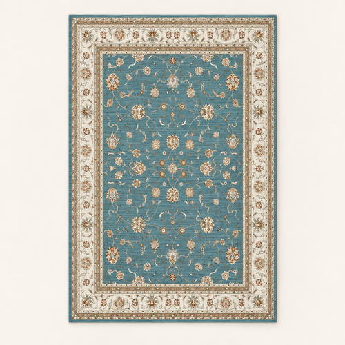 Tapis bohème lavable Albaïa, vue complète du motif sur fond clair