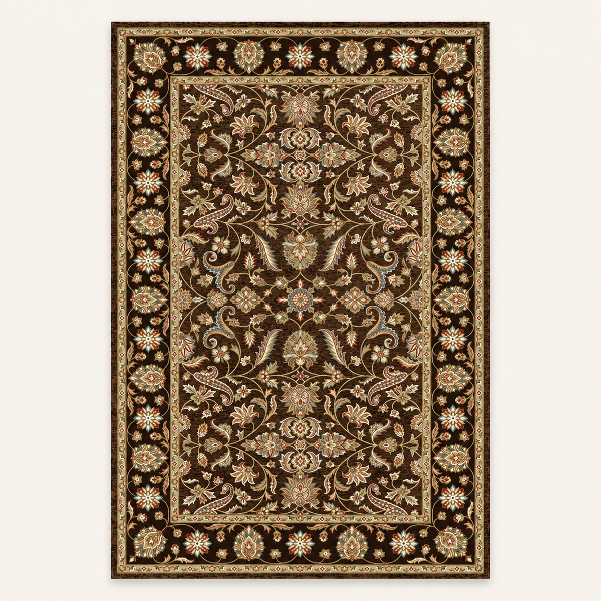Tapis bohème lavable Aliénor, vue complète du motif sur fond clair