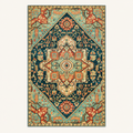 Tapis bohème lavable Alma, vue complète du motif sur fond clair