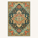 Tapis bohème lavable Alma, vue complète du motif sur fond clair