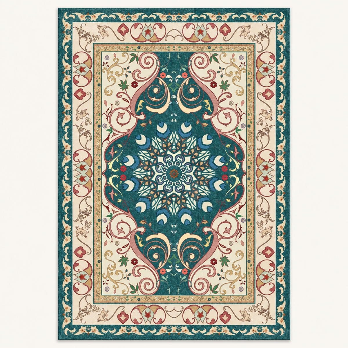 Tapis géométrique rétro Anaïs, vue complète du motif sur fond clair