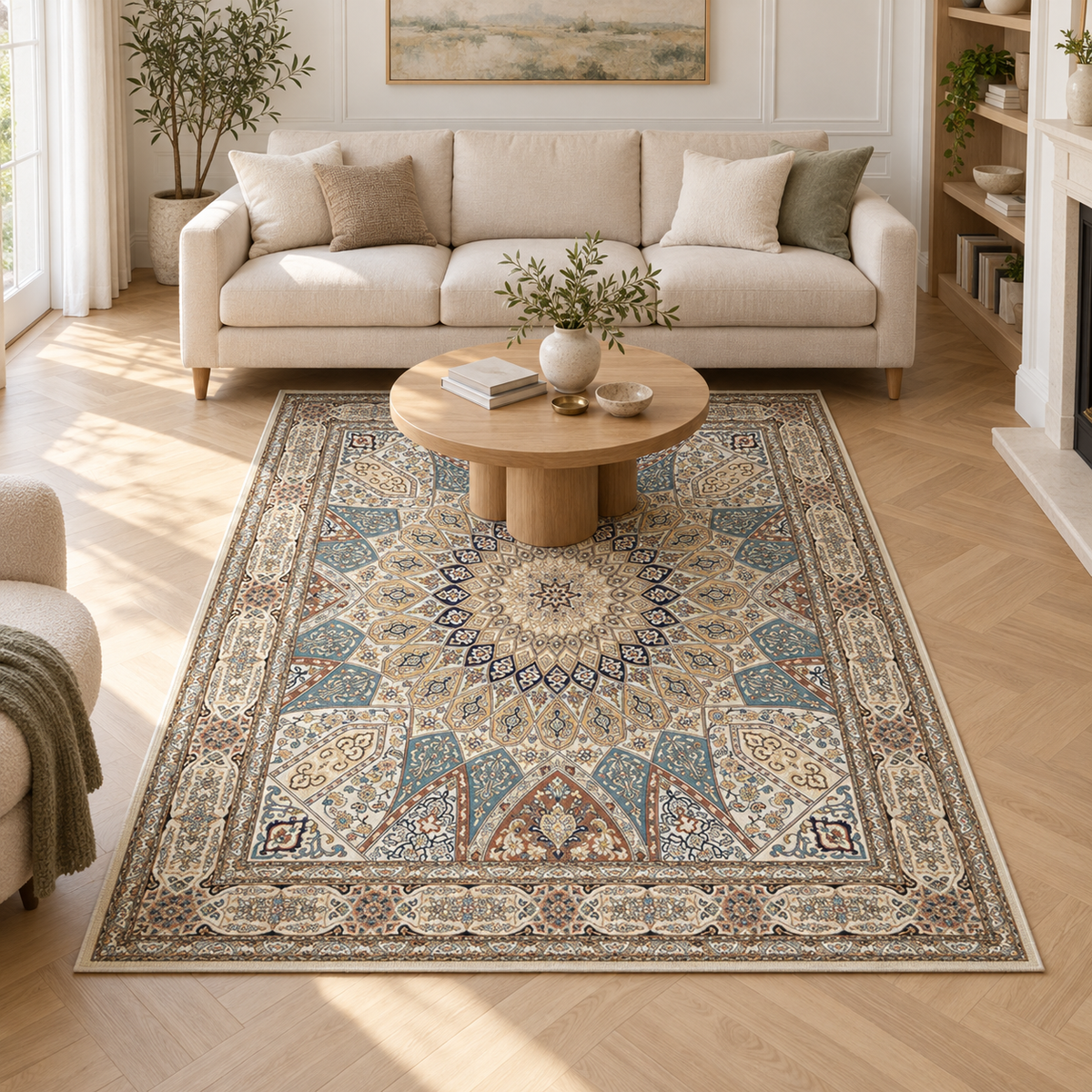 Tapis Apolline dans la pièce, vue d'ensemble