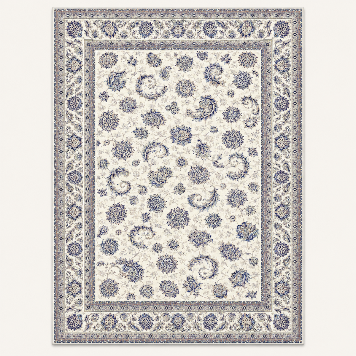 Tapis persan bohème Azélie, vue complète du motif sur fond clair