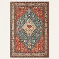 Tapis bohème lavable Aziza, vue complète du motif sur fond clair