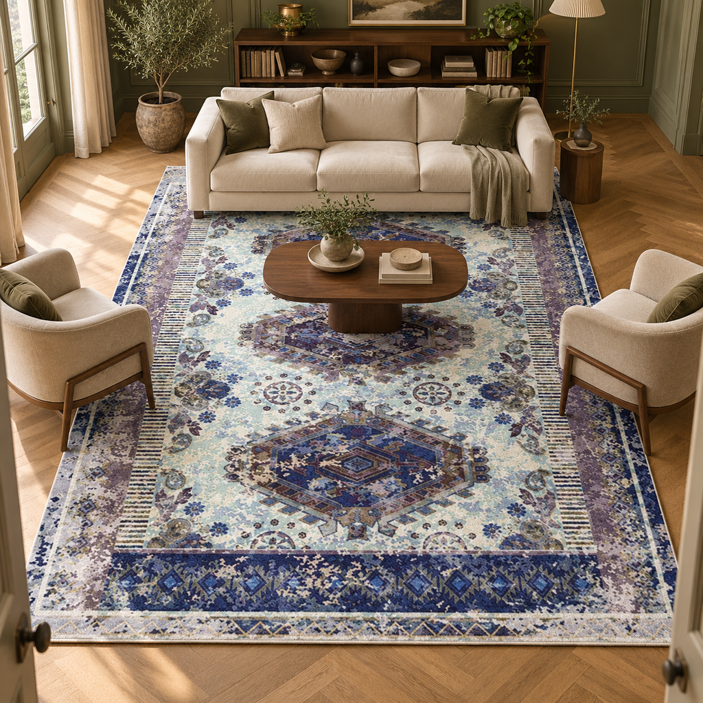 Tapis Béatrice dans la pièce, vue d'ensemble
