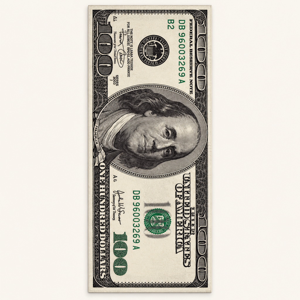 Tapis graphique Dollar Brooklyn, vue complète du motif sur fond clair