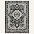 Tapis floral vintage Camélia, vue complète du motif sur fond clair