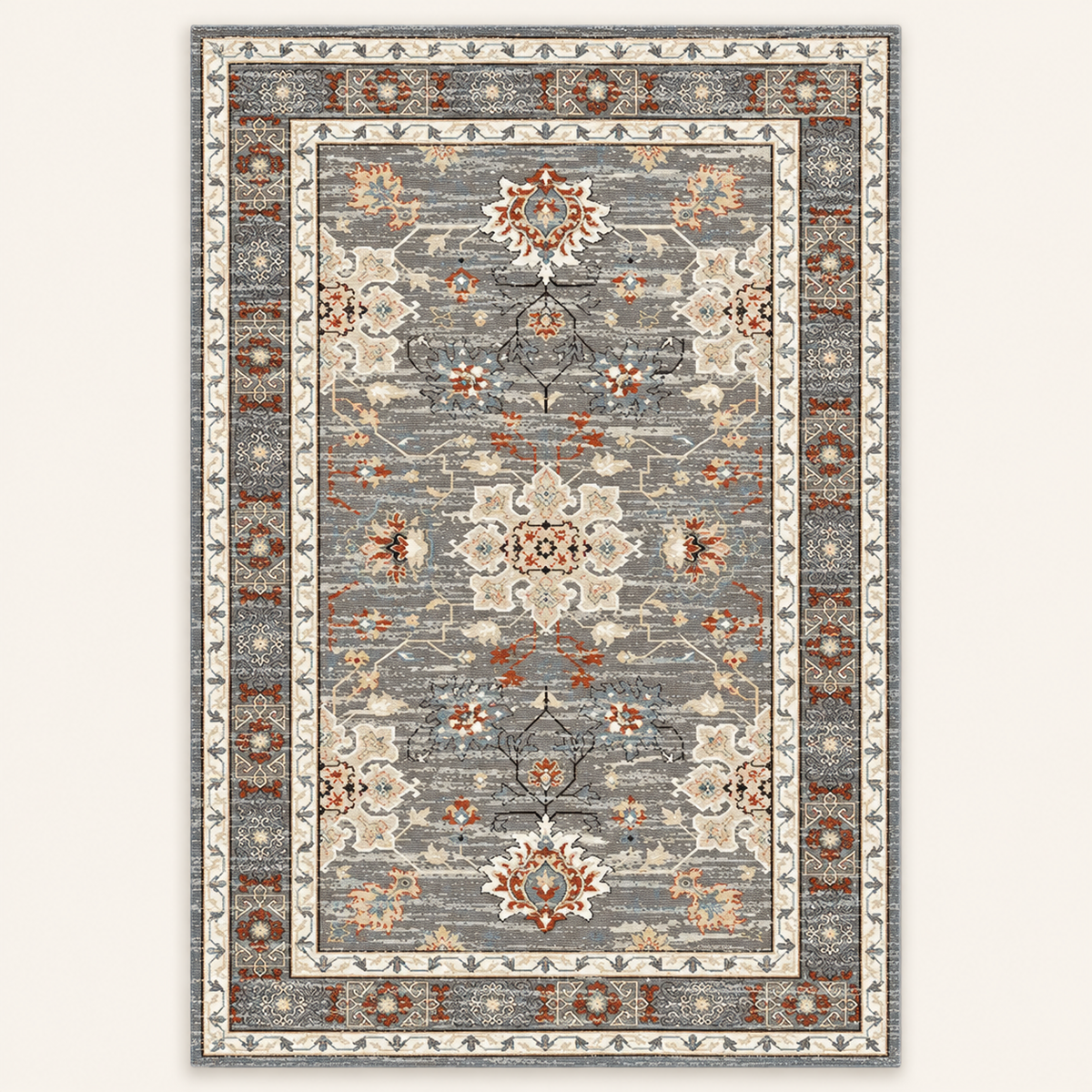 Tapis géométrique rétro Céleste, vue complète du motif sur fond clair