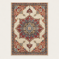 Tapis bohème lavable Célia, vue complète du motif sur fond clair