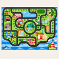 Tapis circuit enfant La Cité, vue complète du motif sur fond clair