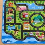 Détail du motif du tapis La Cité, vu du dessus