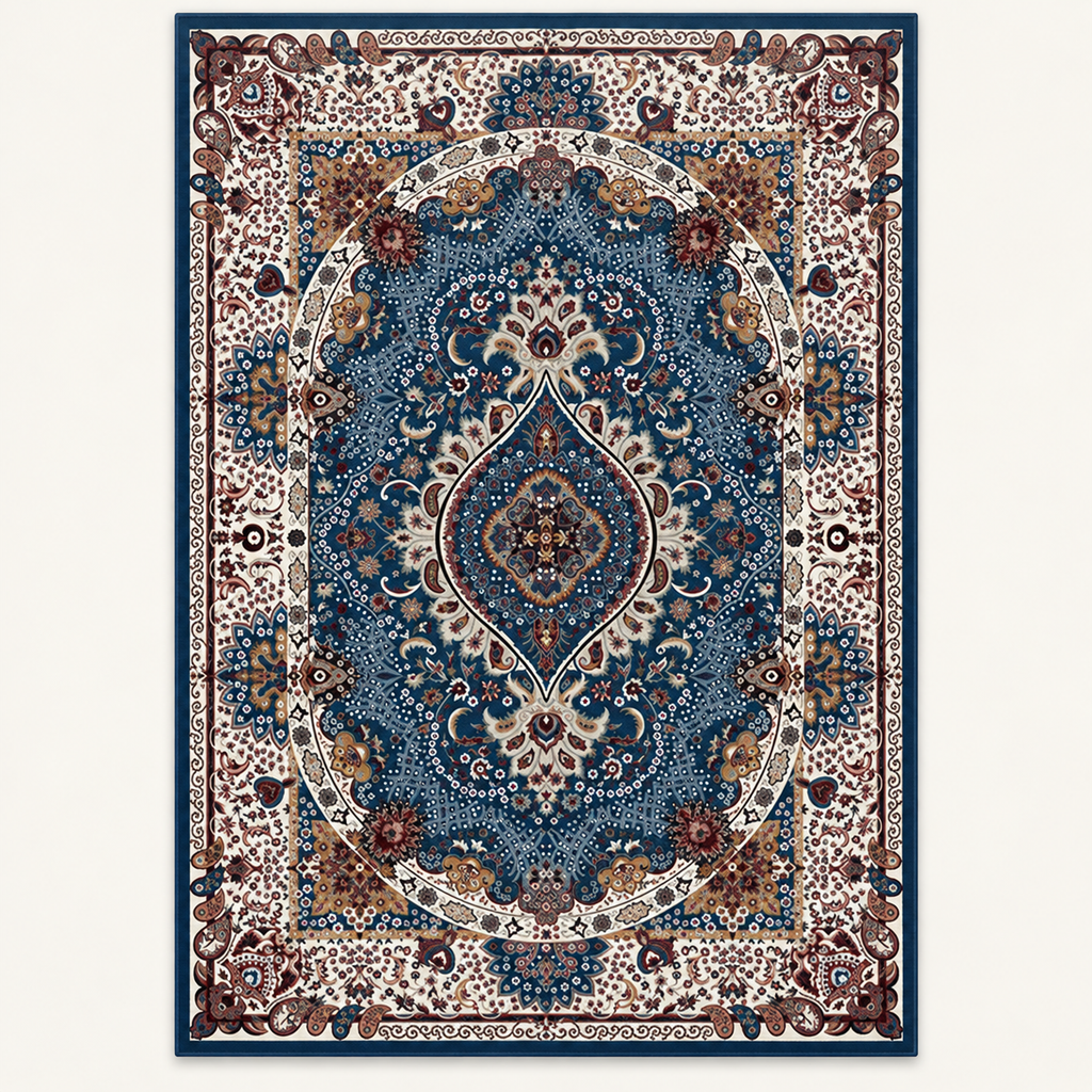 Tapis géométrique rétro Diane, vue complète du motif sur fond clair