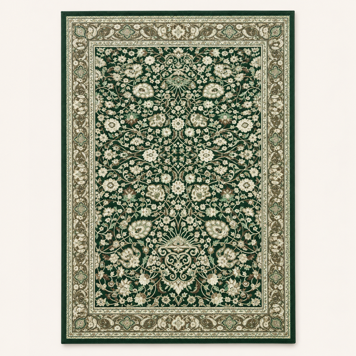 Tapis floral vintage Églantine, vue complète du motif sur fond clair