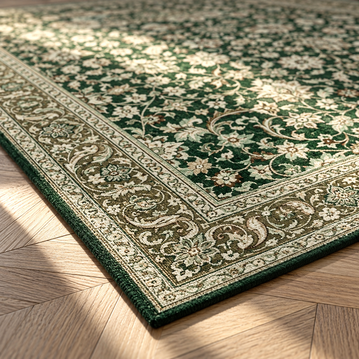Angle du tapis Églantine en gros plan