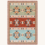 Tapis géométrique rétro Éléonore, vue complète du motif sur fond clair