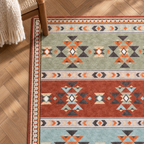 Détail du motif et de la bordure du tapis Éléonore, vu du dessus
