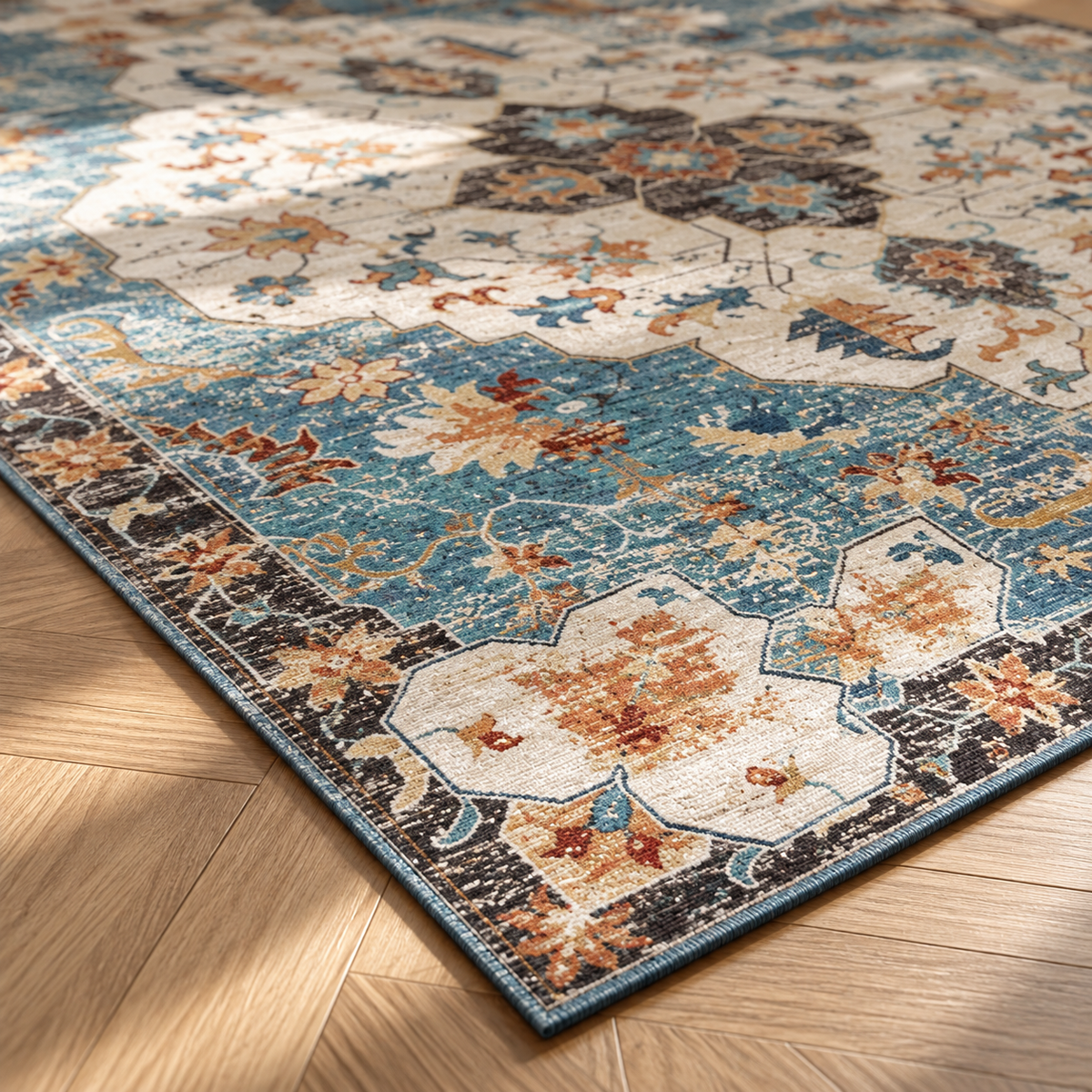 Angle du tapis Elina en gros plan
