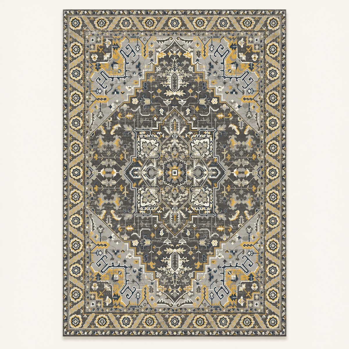 Tapis géométrique rétro Éloïse, vue complète du motif sur fond clair