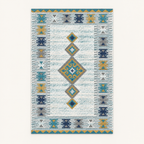 Tapis bohème lavable Esmée, vue complète du motif sur fond clair