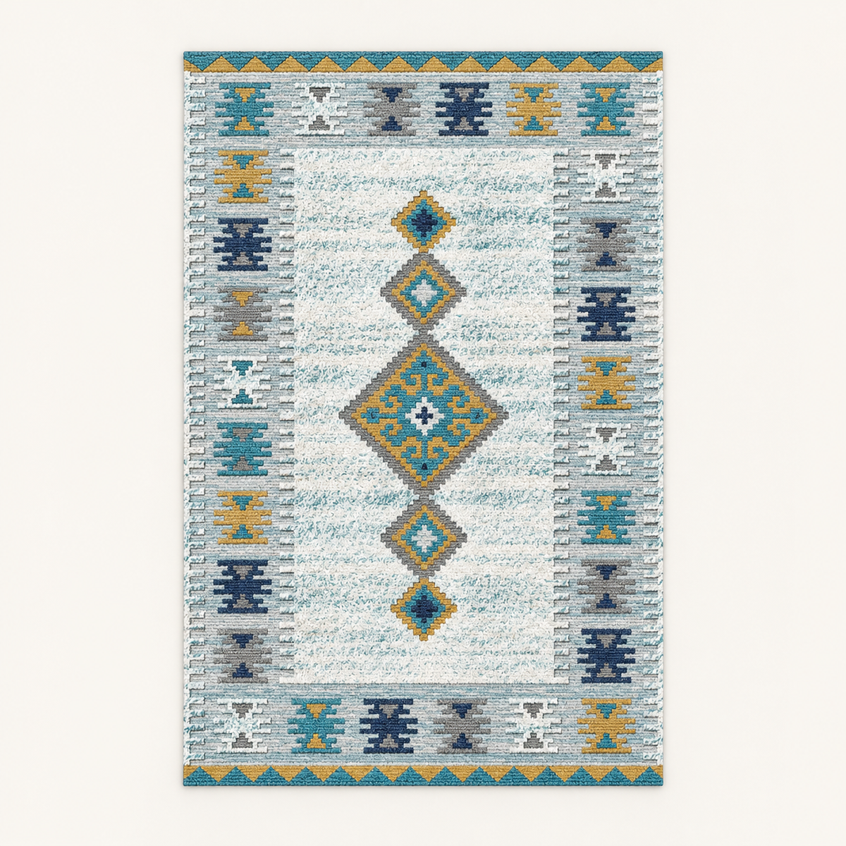 Tapis bohème lavable Esmée, vue complète du motif sur fond clair