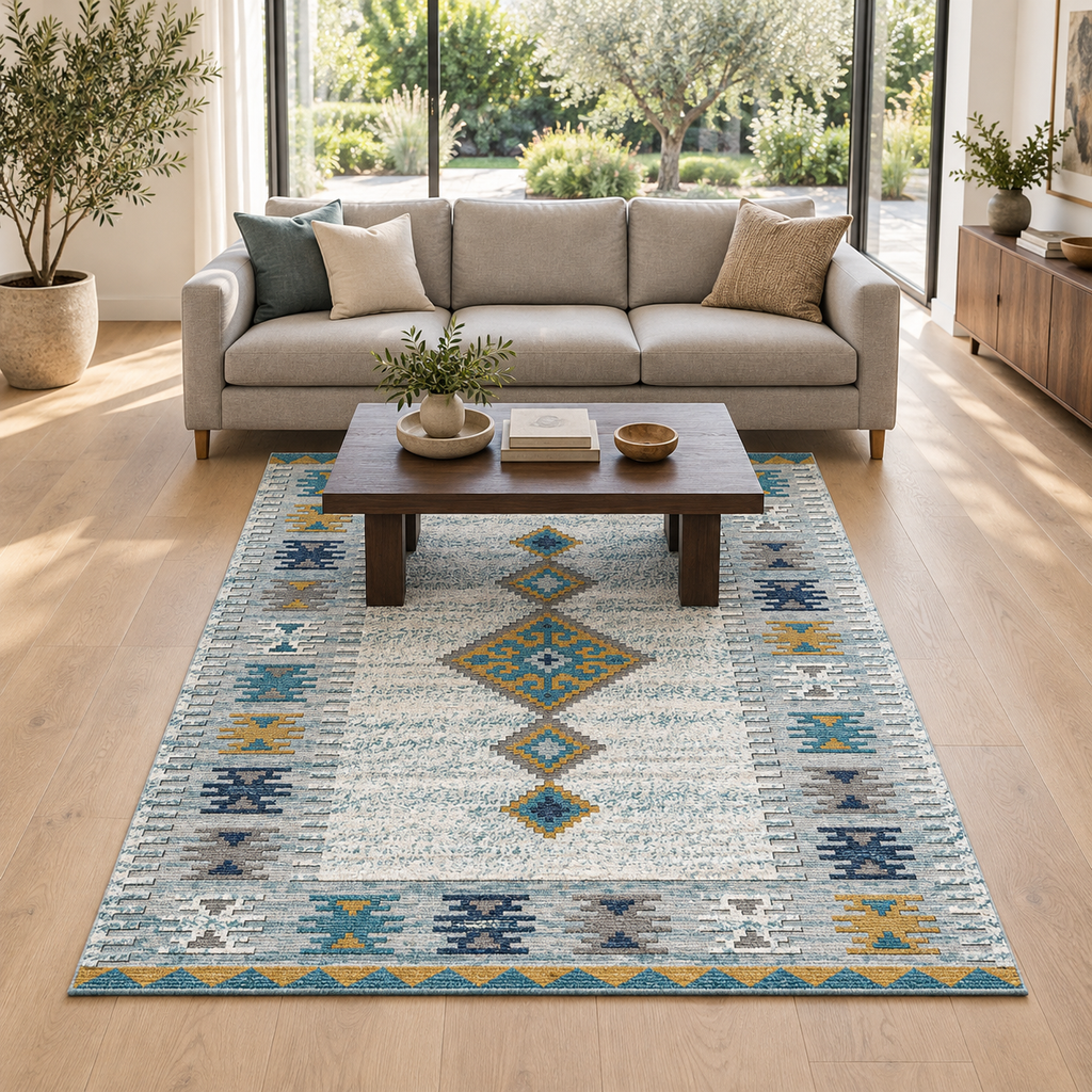 Tapis Esmée dans la pièce, vue d'ensemble