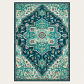 Tapis floral vintage Floriane, vue complète du motif sur fond clair