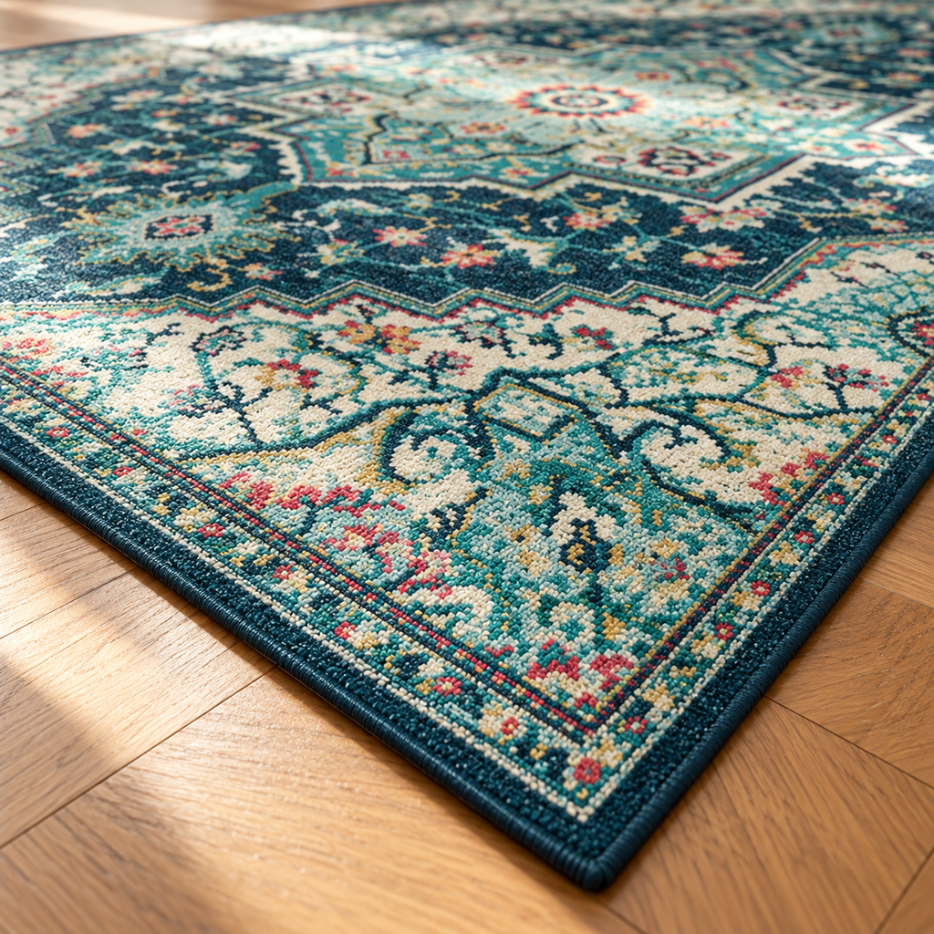 Angle du tapis Floriane en gros plan
