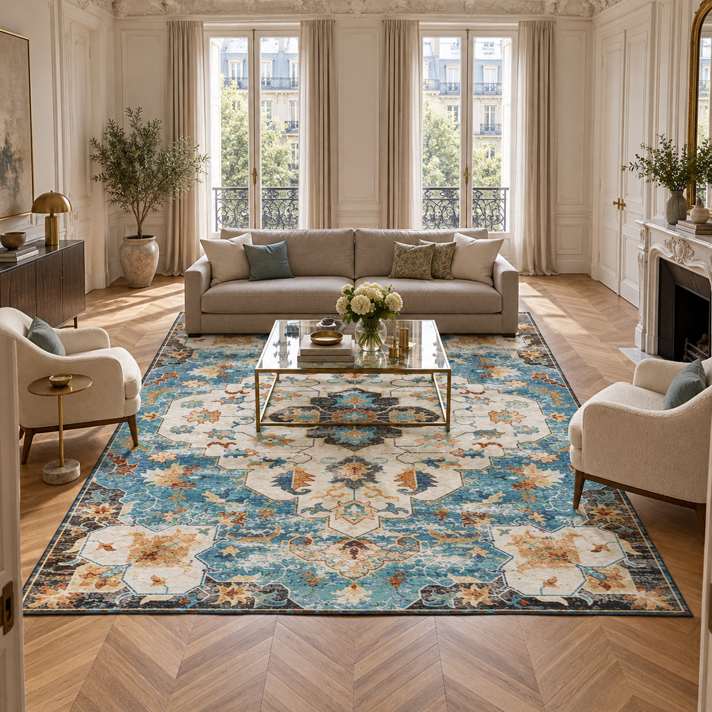 Tapis Garance dans la pièce, vue d'ensemble