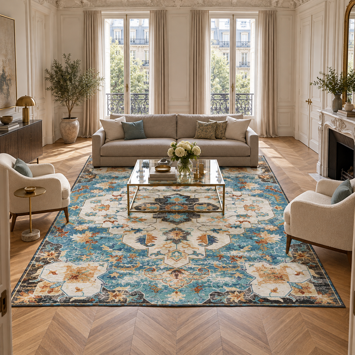 Tapis Garance dans la pièce, vue d'ensemble
