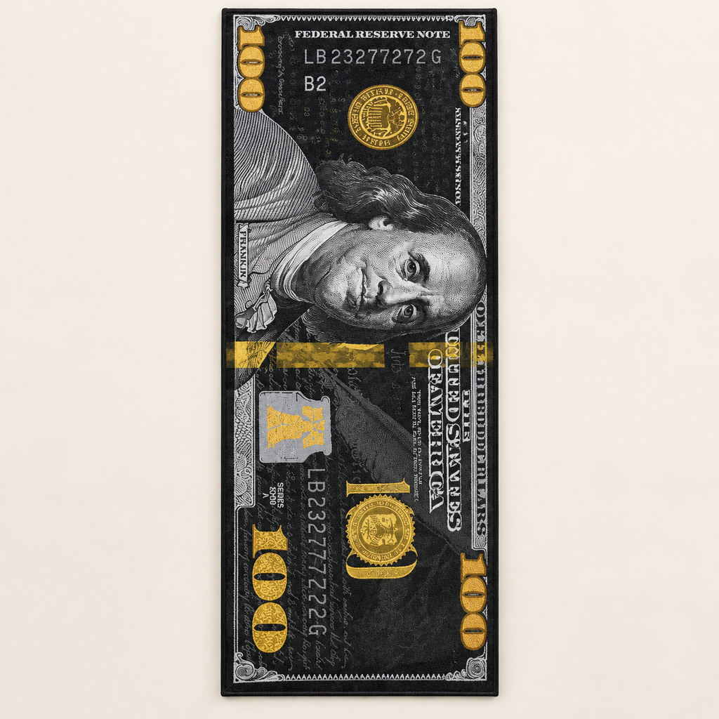 Tapis graphique Dollar Hudson, vue complète du motif sur fond clair