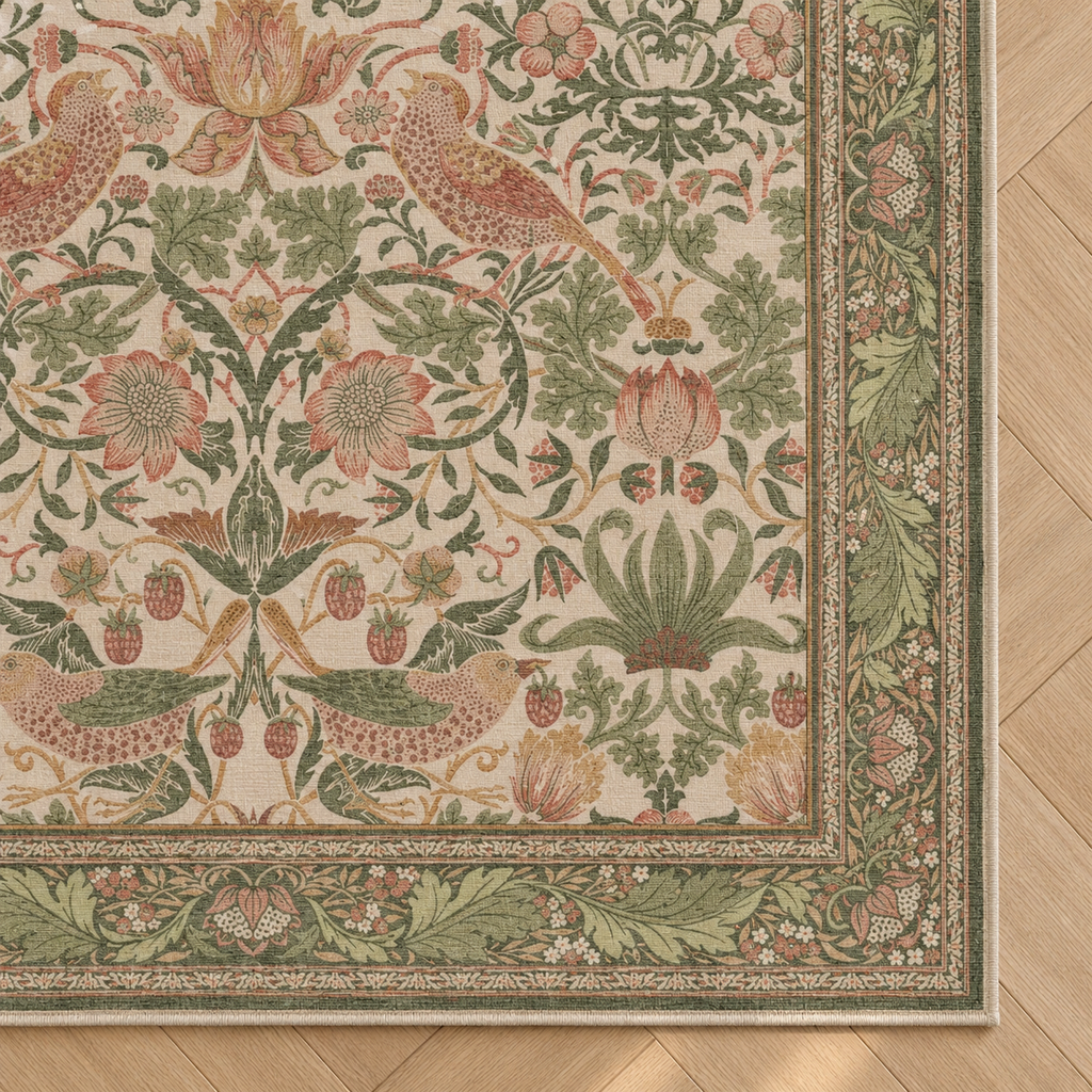 Détail du motif du tapis Iris, vu du dessus