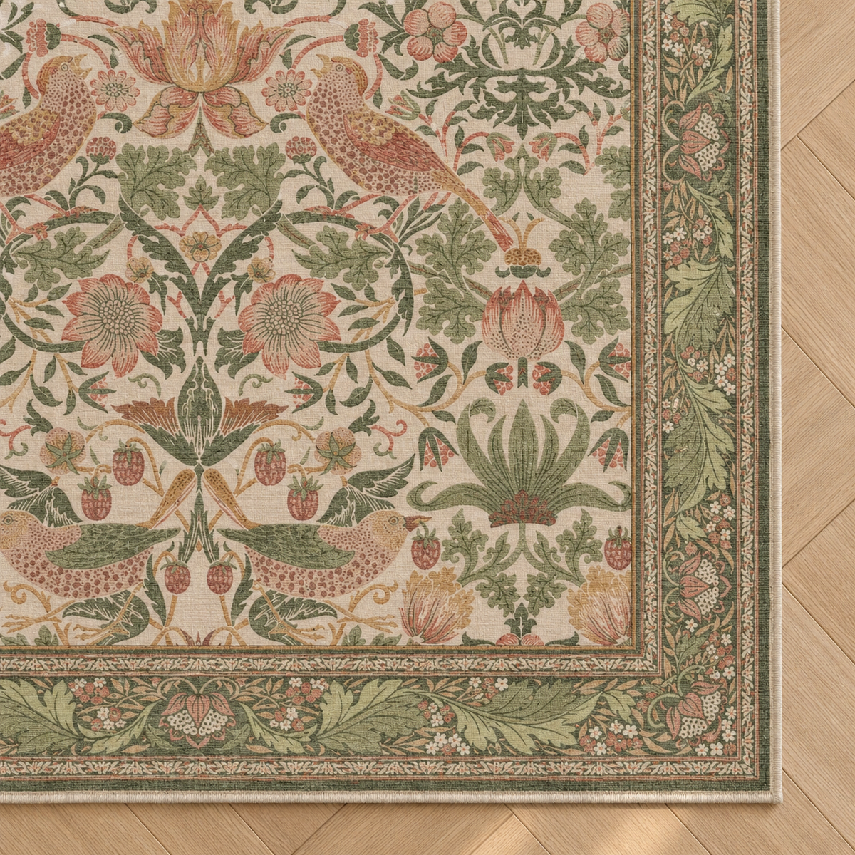 Détail du motif du tapis Iris, vu du dessus