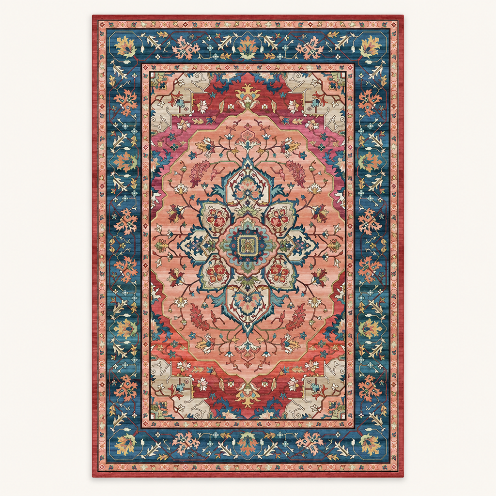 Tapis géométrique rétro Juliette, vue complète du motif sur fond clair