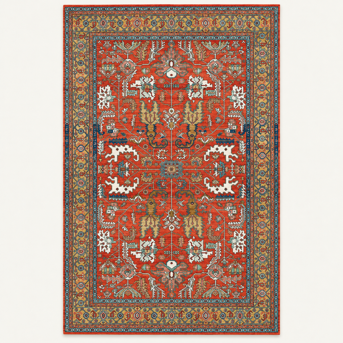 Tapis géométrique rétro Kiara, vue complète du motif sur fond clair