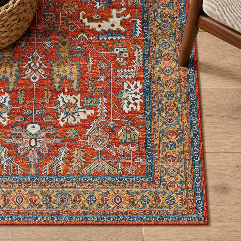 Détail du motif du tapis Kiara, vu du dessus