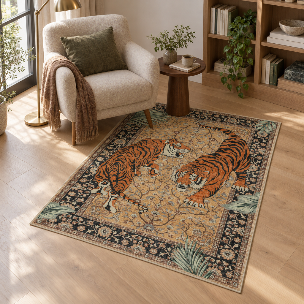 Tapis Léon dans la pièce, vue d'ensemble