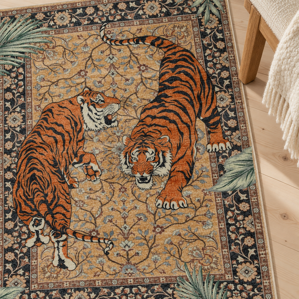 Détail du motif du tapis Léon, vu du dessus