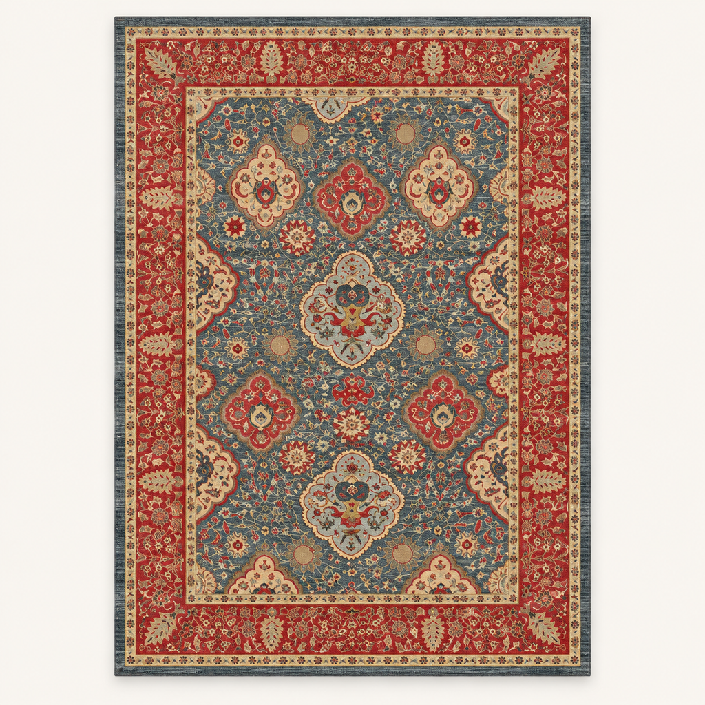 Tapis vintage persan Lina, vue complète du motif sur fond clair