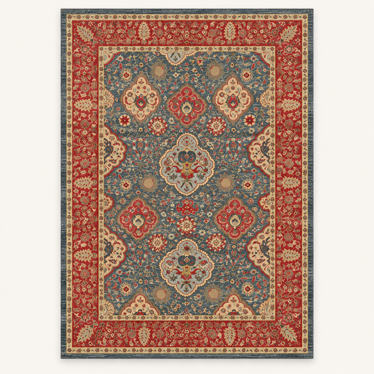 Tapis vintage persan Lina, vue complète du motif sur fond clair