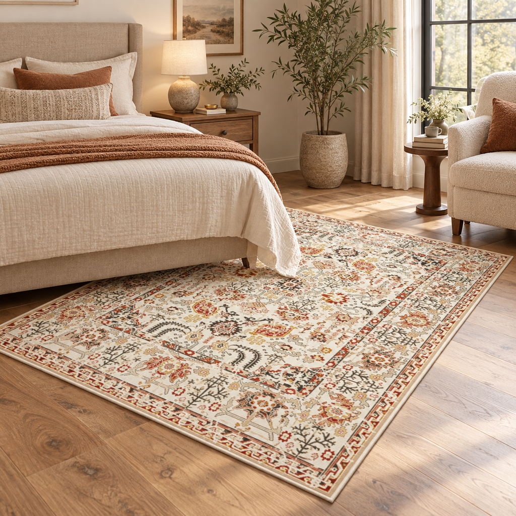 Tapis Livia en situation dans une chambre chaleureuse