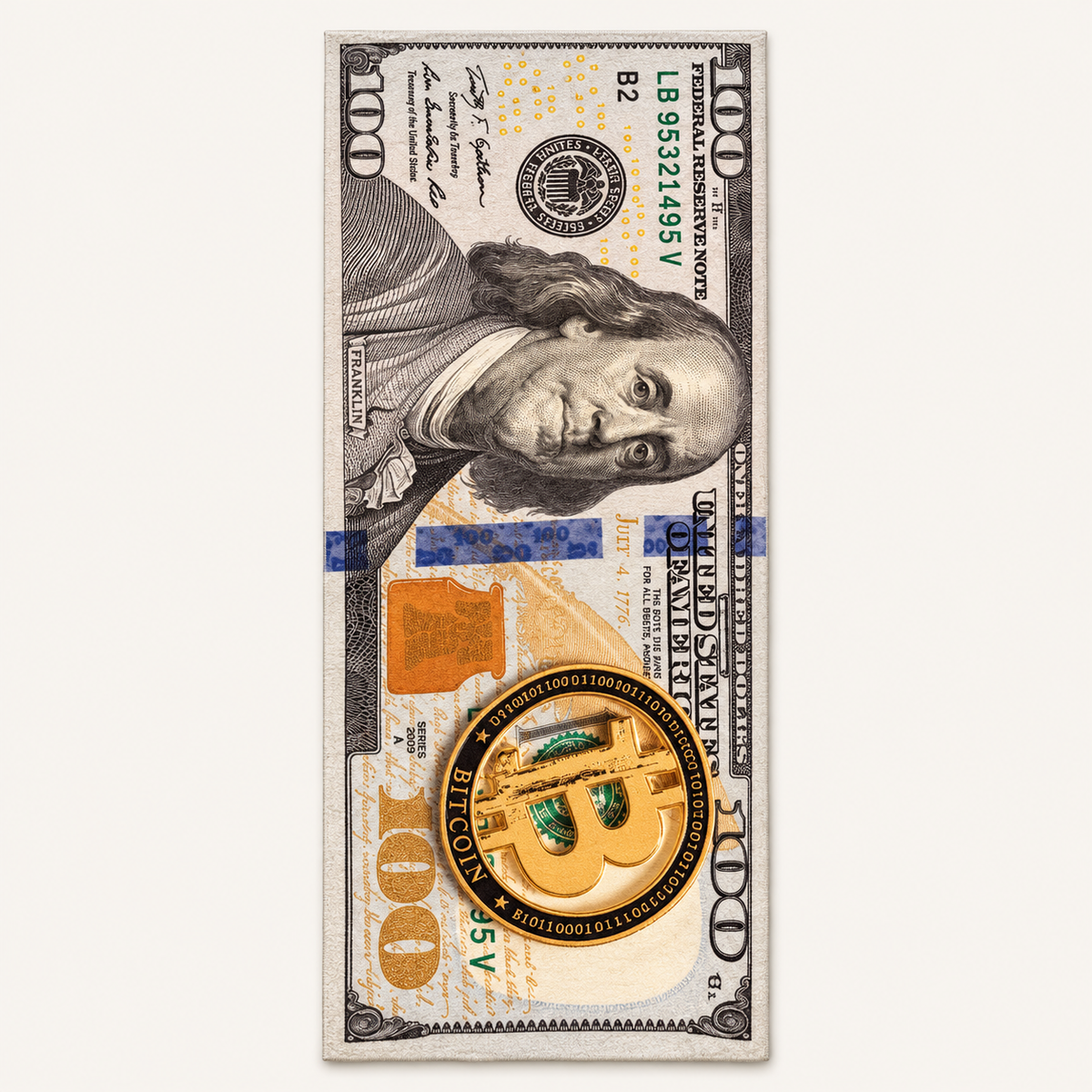 Tapis graphique Dollar Madison, vue complète du motif sur fond clair