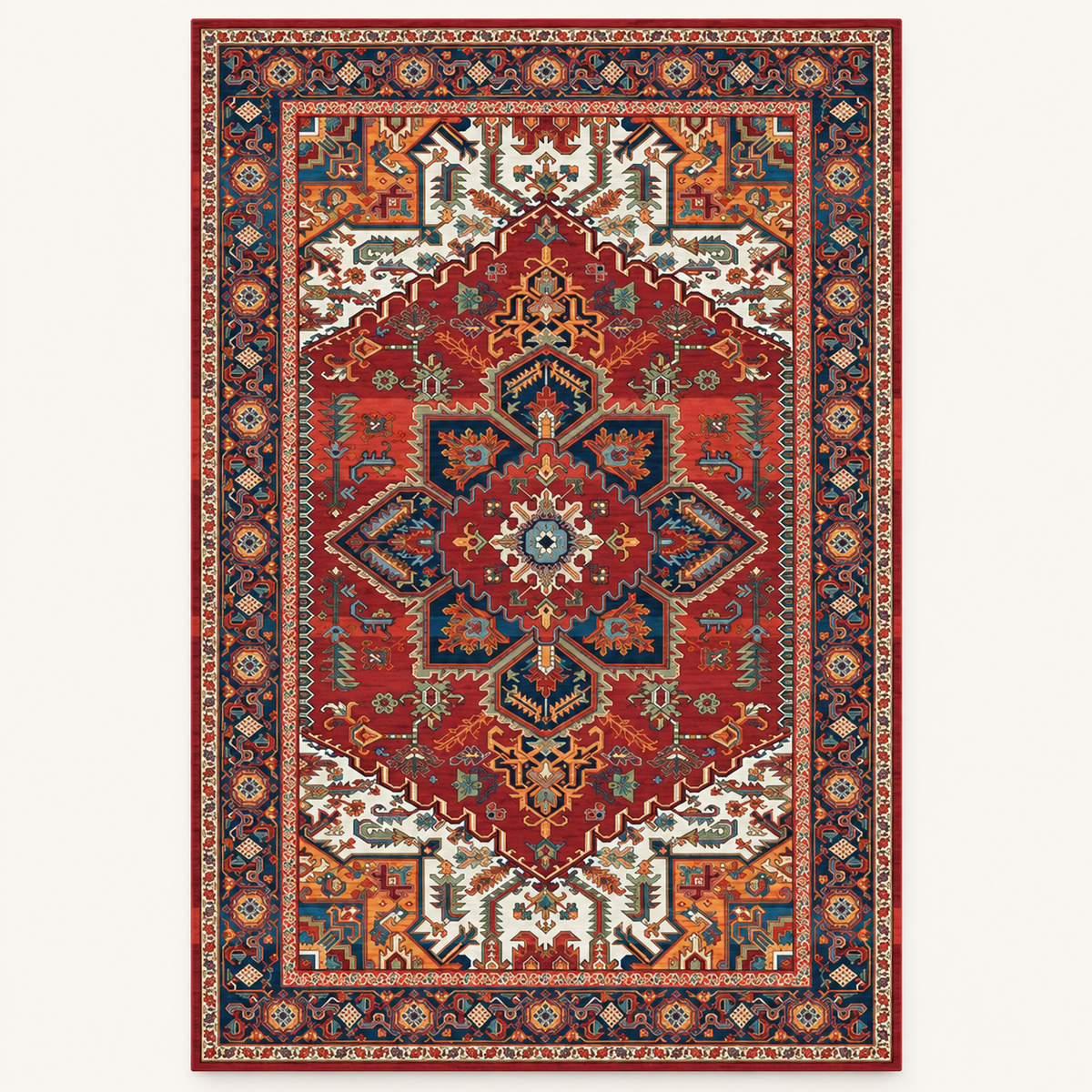 Tapis géométrique rétro Maëlle, vue complète du motif sur fond clair