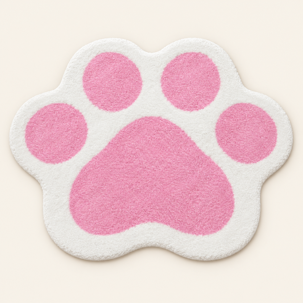 Tapis enfant Patte de Chat Mallow, vue complète du motif sur fond clair