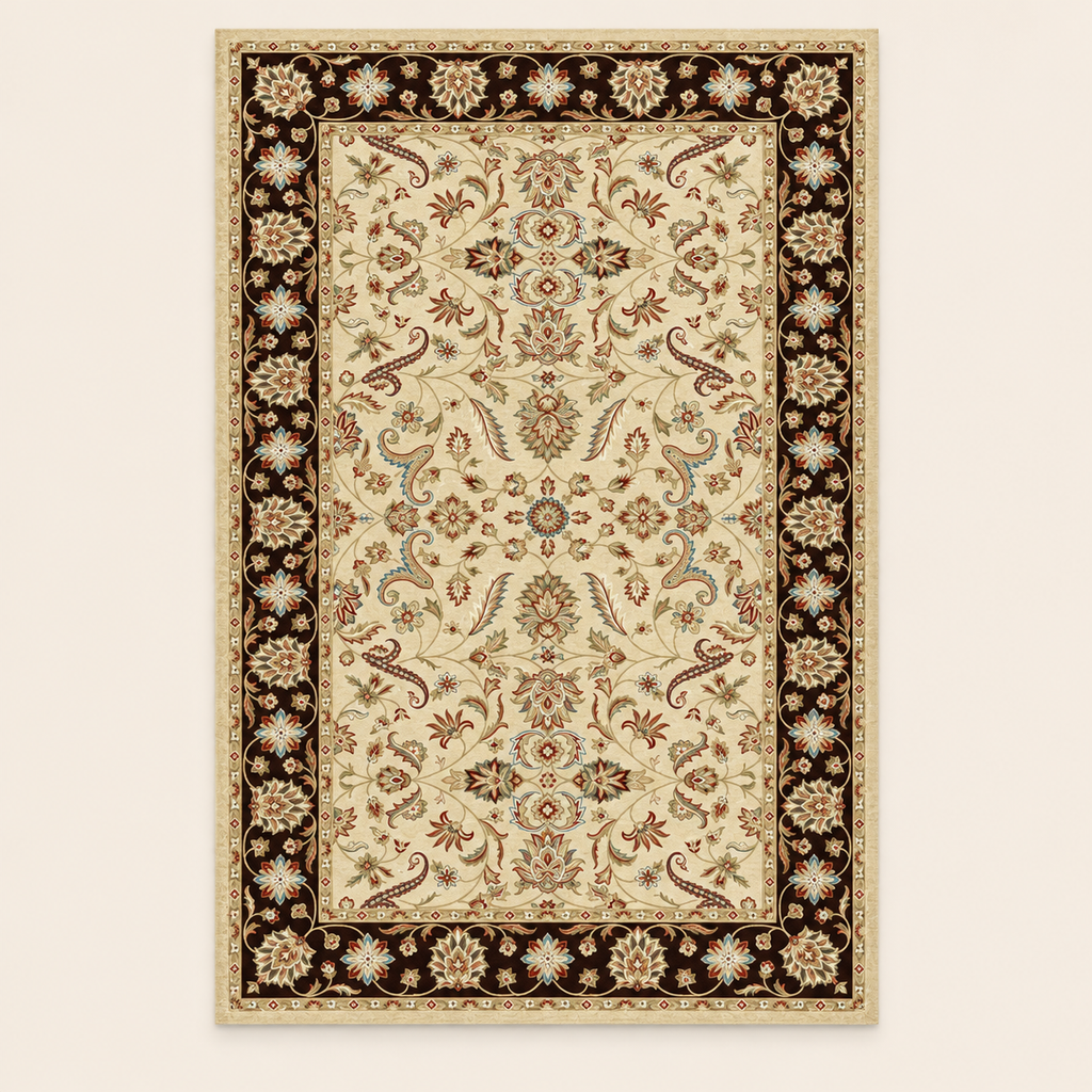 Tapis bohème lavable Manon, vue complète du motif sur fond clair