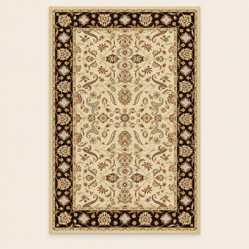 Tapis bohème lavable Manon, vue complète du motif sur fond clair